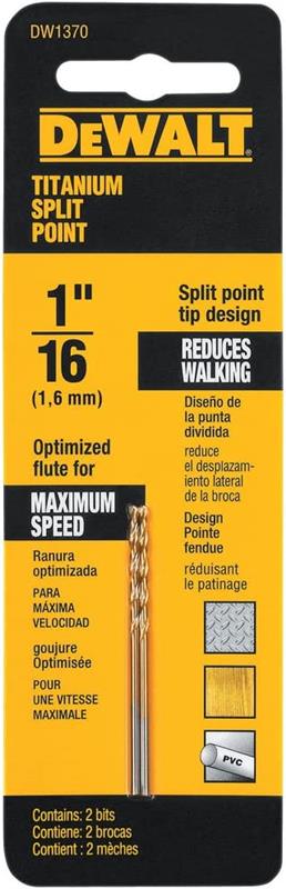 2 MECHE DEWALT 1/16 (TITANIUM)