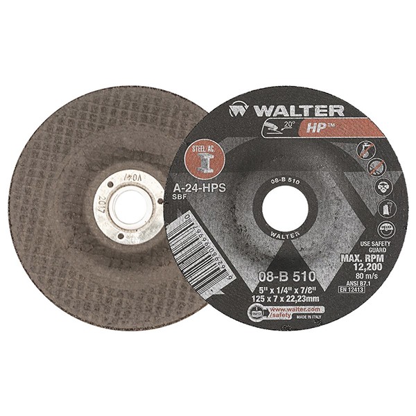 Meule à rectifier haute performance HP™5" x 1/4" x 7/8" type 27  Prix à la pièce / Vendu en paquet de 25