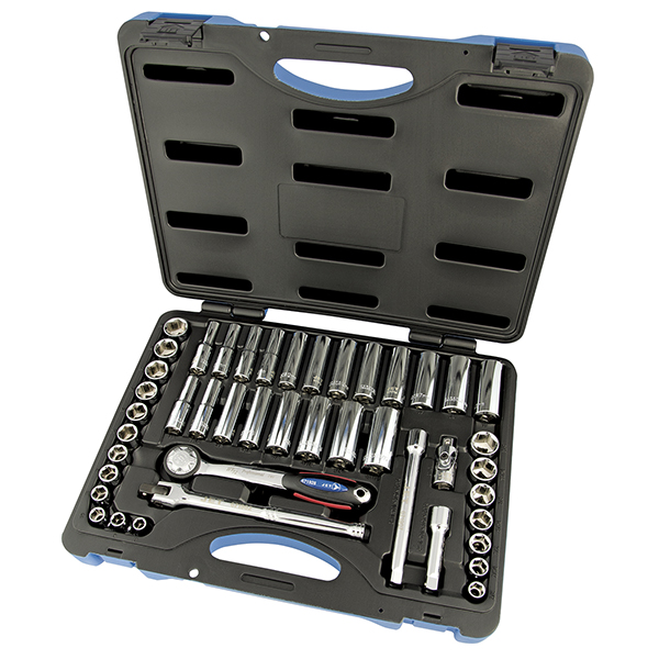 SW3845C-6 - 45 pcs S.A.E./métriques jeu de douilles à prise de 3/8 po - 6 pans