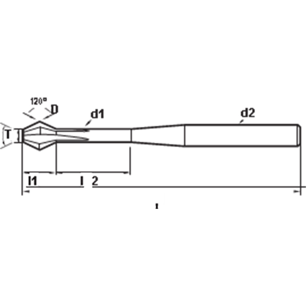 77300565 FRAISE À CHANFREINER ET À RAINURER EN V 60° (COUPE AV/AR) 4 FLÛTES - M0610-C Ø2,0  60° Cr 55