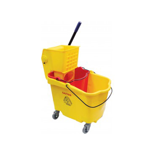 Sceau de moppe jaune de 25 litres avec essoreuse