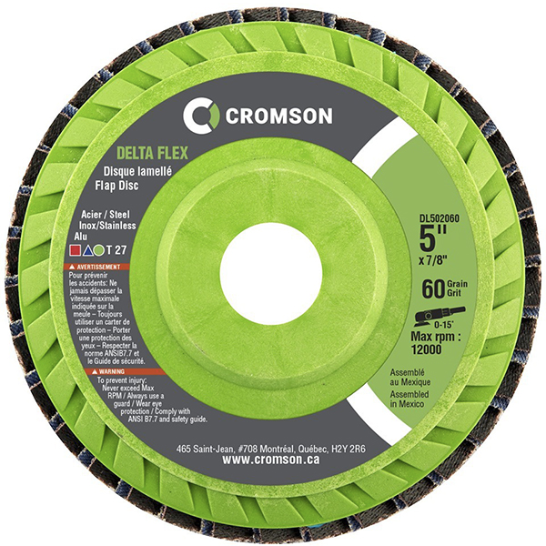 DL452060 Type 27 Flap Disc DELTA FLEX II 4-1/2 x 7/8" Grit 60 Max rpm : 13300 / Sold in pack of 10