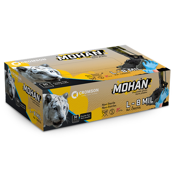 CR8250S Heavy Blue Nitrile disposable gloves Mohan Size S - 8 thousandths Width: 85 mm Length: 240 mm Pack: x50