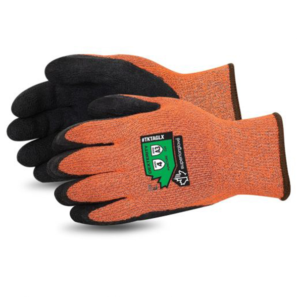 DEXTERITY Orange Cut-Resistant Winter Glove With Crinkle Grip Latex Palms, ANSI A3 CUT, M