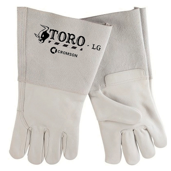 CR8401 Cow grain leather glove with gauntlet safety cuff TORO Size : M